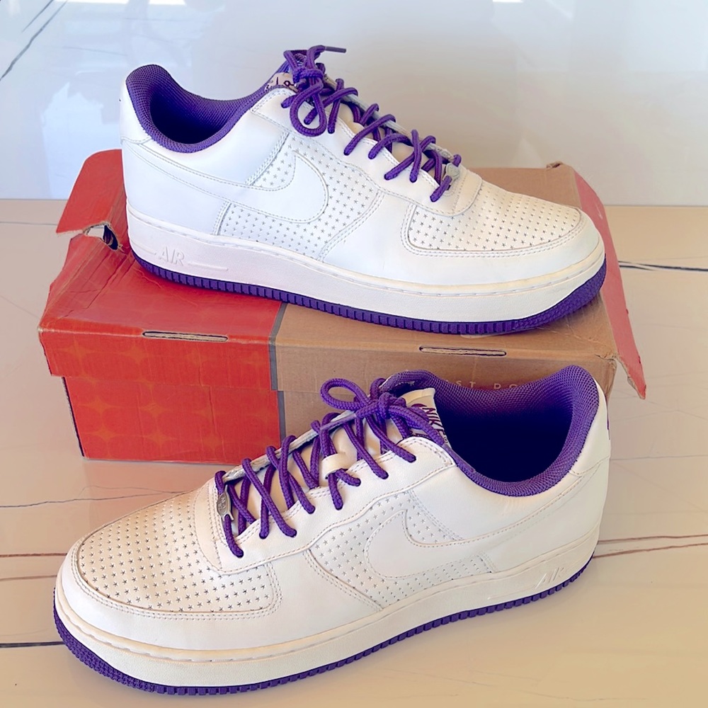 Nike Air Force 1 Sneakers White Varsity Purple 313642 151 Size: 12.5